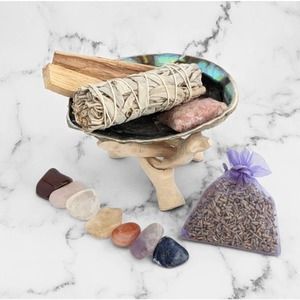 New Chakra Smudge Kit with Lavender, Crystals. Sage, Abalone shell & more